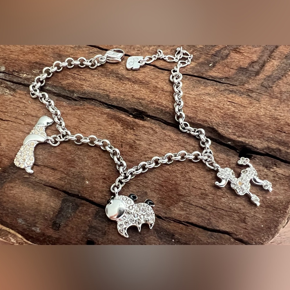 Authentic Swarovski Charm Bracelet Crystals Amulets Dog Pet Animal Dogs 17cm+ 3